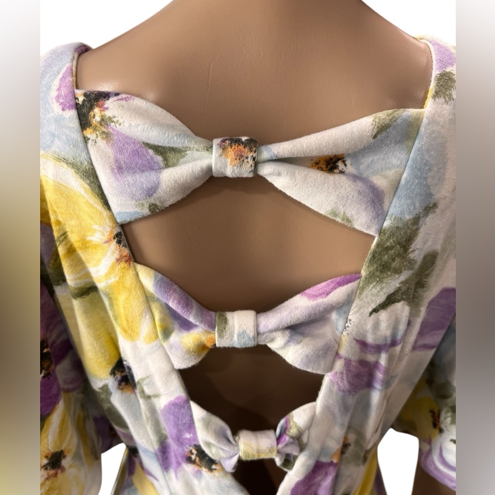 Vintage 1980’s Floral cotton Midi Dress Fit & Flare Handmade Roses Cottagecore - Picture 8 of 10